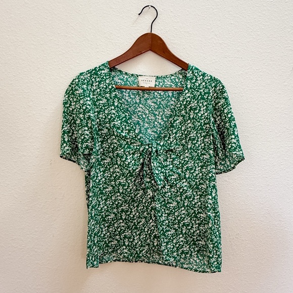 Sezane Eloine Blouse Garden Green - Size 2 - Picture 2 of 6